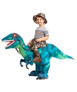 GOOSH Ride on Green Raptor Inflatable Dinosaur Halloween Costume 4-6 Yea... - $29.69