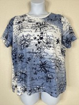 Allison Daley Womens Plus Size 2X Blue Floral Cotton T-shirt Short Sleeve - £10.66 GBP