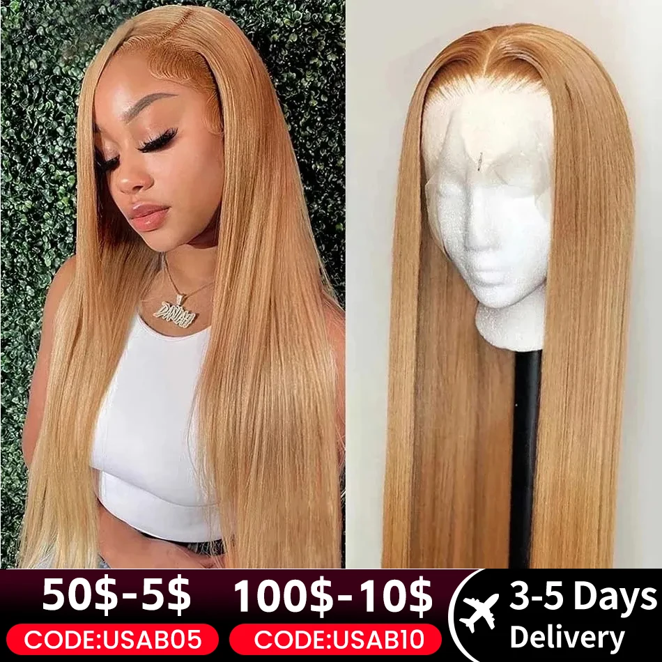 #27 Honey Blonde Lace Front Wigs 13x4 HD Lace Front Human Hair Wigs For Wom - £104.74 GBP+