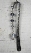 Owl Beaded Shepherd Hook Bookmark Handmade Crystal Ceramic Blue Silver 6... - $14.84