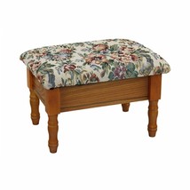 Vintage Wooden Foot Stool Storage Padded Ottoman Oak Finish Antique Looking Rest - £111.08 GBP