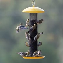 Durable Metal Mesh Tube Hanging Bird Feeder with Yellow Top and Perch - $108.49