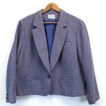 Pendleton Womens L/XL Vintage Blazer Tweed Purple Blue Virgin Wool Made In USA  - £30.72 GBP