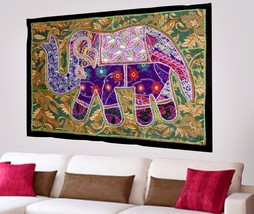 Indian Vintage Cotton Wall Tapestry Ethnic Elephant Hanging Decor Hippie X42 - £19.18 GBP