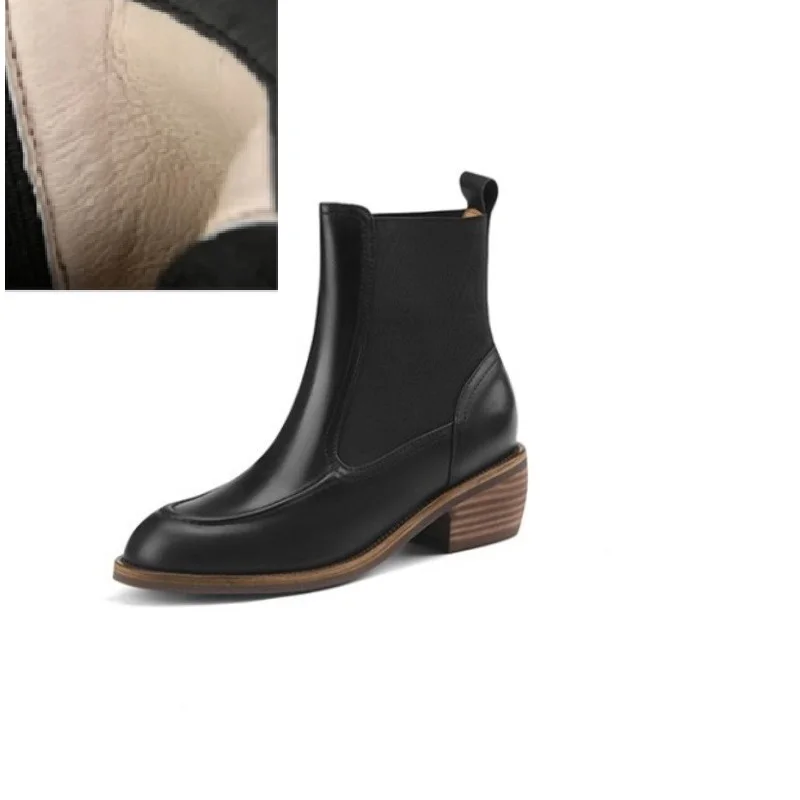 H quality women shoes retro style bota mujer size41 cowhide chelsea boots ladies winter thumb200