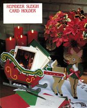 Plastic Canvas Reindeer Sleigh Xmas Card Holder Prancer Elf Door Hanger Pattern - £7.95 GBP