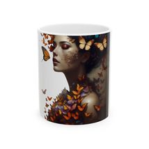 Butterfly Embrace Woman Ceramic Mug Unique Gift for Nature Lovers, Inspi... - $265.95 MXN+