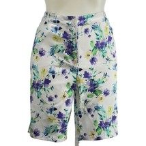 CHICO&#39;S Women’s Shorts Purple Floral Bermuda Cotton Stretch  Pockets Siz... - £14.08 GBP