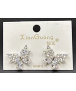 Cubic Zirconia Butterfly Earrings with Polished Silver - $11.87