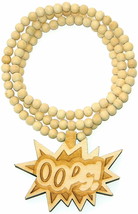 Oops necklace new good wood style pendant 91.4cm natural string trinket - £12.18 GBP