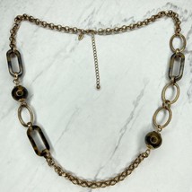 Chico&#39;s Chunky Tortoise Beaded Gold Tone Statement Necklace - £13.13 GBP