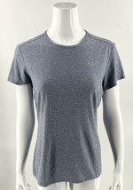 Under Armour Athletic Top Size M Blue Heather Short Sleeve Fitted Workout Tee - $15.84
