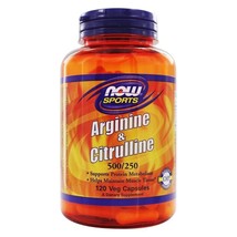NOW Foods Arginine &amp; Citrulline 500/250, 120 Capsules - $20.25