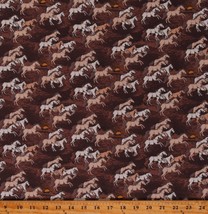 Cotton Southwestern Horses Animals Mountains Brown Fabric Print by Yard D468.59 - £10.97 GBP
