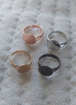 Ring Blanks Settings With Pad Glue On Adjustable Mixed Lot Silver Rose Gold 4pcs - £4.55 GBP