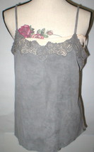Womens New Ralph Lauren $398 NWT Gray Leather Suede Lace Tank Top Cami Nice 8  - £315.75 GBP