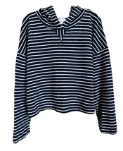 LOVE by GAP Women&#39;s Terrycloth Crop Hoodie Long Sleeve Striped Size L Na... - £14.23 GBP