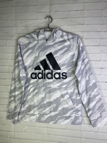 Primary image for Adidas Logo Digitized Print Long Sleeve Pullover Hoodie Boys Size L 14-16
