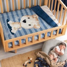 Little Dog Baby Boy Crib Bedding Nursery Set 3 Pcs 100% Cotton - £85.62 GBP
