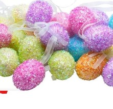 Easter Pastel Sparkle Eggs Egg 1.75&quot; Hanging Tree Ornaments Sequin 10pc - $13.37