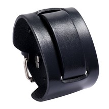 ZORCVENS New Fashion Punk Wide Genuine Leather Bracelet Black Brown Cuff Bracele - £9.48 GBP