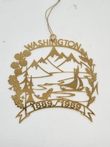 Washington State Christmas Ornament Gold Toned 1889 To 1989 Vintage - £8.04 GBP
