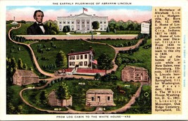 c1930 Abraham Lincoln Pilgrimage Log Cabin to White House White Border Postcard - £4.44 GBP