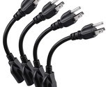Short Power Extension Cord Outlet Saver, 16Awg/13A, 3 Prong (4 Pack, Bla... - $18.99