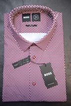 HUGO BOSS Hombre Hank Kent Viaje Corte Ajustado Performance Elástico Camisa 39 - £51.15 GBP