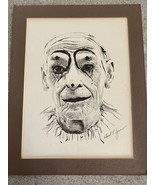 Edmund R. Spooner Ink Drawing Of A Man&#39;s Face ( 10&#39; X 13.5&quot;) - £37.13 GBP