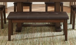 Transitional Dining Furniture 1pc Wooden Bench Button-Tufted - Brown - £120.56 GBP