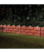 Set of 4 Solar Power Faux Red Brick Garden Border Edging Panels Yard Law... - £20.98 GBP