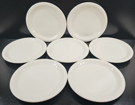 7 Shenango Syracuse White Emboss Luncheon Plates Set Vintage Restaurant Ware Lot - $88.77