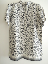 Ladies Top Size M Hand Woven High Collar Style Blouse Black Artsy Print ... - £32.29 GBP