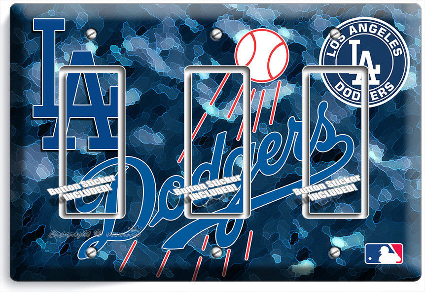 LA LOS ANGELES DODGERS BASEBALL TEAM 3 GANG GFI LIGHT SWITCH PLATE ROOM HD DECOR