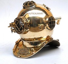 NauticalMart Divers Helmet Maritime Mark V Deep Diving Solid Brass Helmet  - £262.65 GBP