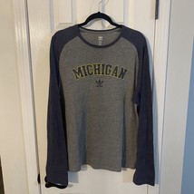 Adidas Michigan Wolverines Long Sleeve T Shirt Mens Large Raglan Retro - £18.51 GBP