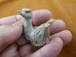 (Y-SWA-18) gray baby SWAN bird carving SOAPSTONE gem stone figurine I lo... - $8.59