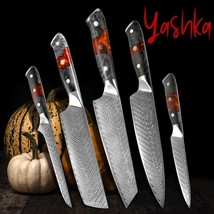 5 Pcs Damascus Chef Knife Set Fish Meat Vegetables Kitchen Tools Maple Handle - £27.05 GBP+