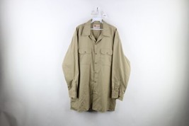 Vintage Dickies Mens Size XL Faded Long Sleeve Work Mechanic Button Shirt Beige - £34.81 GBP