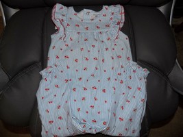 Carter’s Blue Striped W/Red Flowers Jumpsuit Size 18 Months NEW - £14.58 GBP