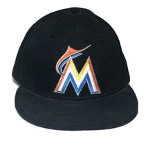 New Era 59-50 Miami Marlins Size 7-1/2 Fitted Hat Black MLB Baseball Cap - £15.94 GBP