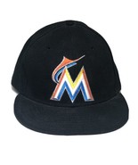 New Era 59-50 Miami Marlins Size 7-1/2 Fitted Hat Black MLB Baseball Cap - £15.69 GBP