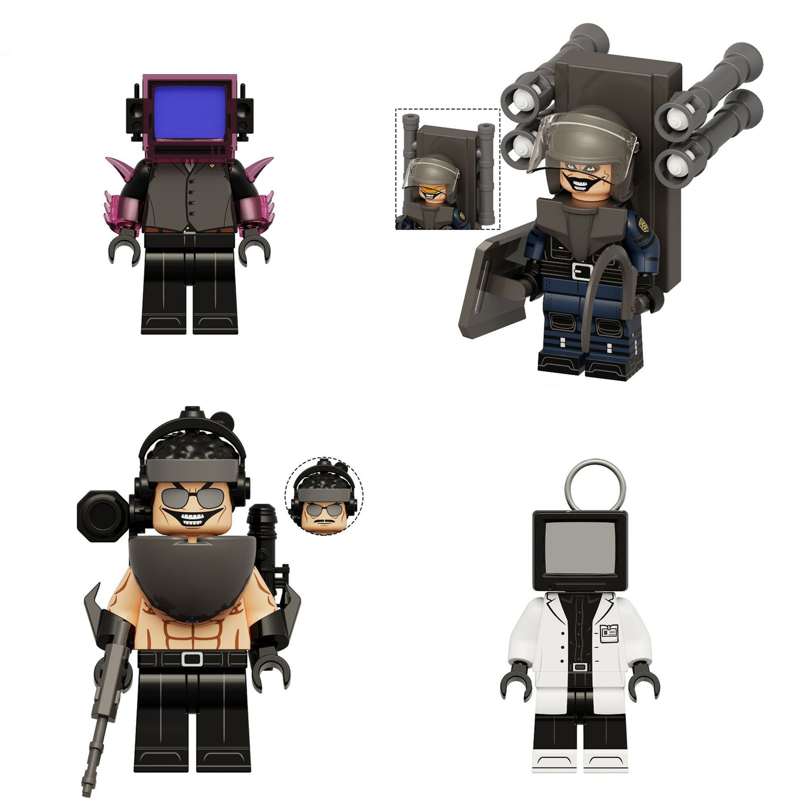Skibidi Toilet SWAT Toilet Man Headscarf Toilet Man 4Pcs Minifigure Building Toy