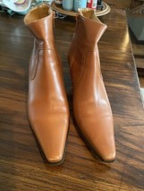 Coach Womens Alexis Zip Ankle Leather Boots Size 7.5”  Camel Made In Italy - £21.30 GBP