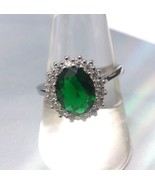Emerald Ring - May Birthstone Emerald Ring/ Solid Sterling Silver/ 4ct O... - £35.38 GBP