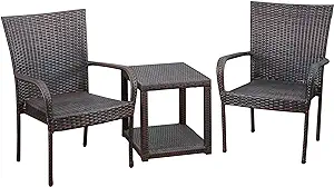 Christopher Knight Home Hammond Outdoor Wicker Stacking Chair Chat Set, ... - $376.99