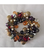 CHA CHA Bracelet Red Purple Gold Tone Beads Stretch Filigree Faux Pearl ... - $29.95