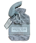 Luxe Self-Care Set Hot Water Bottle + Sleep Mask - Soft Soothing Cozy Pl... - £19.45 GBP