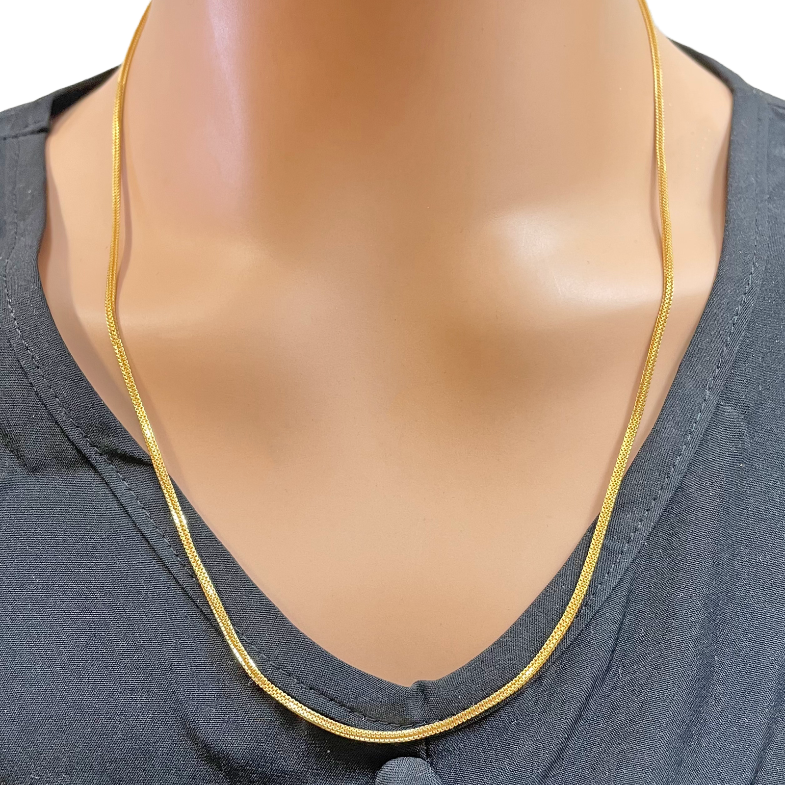 22ct Yellow Gold Solid Double Box Chain Necklace 22 Inches 1.5mm Width Item image 7